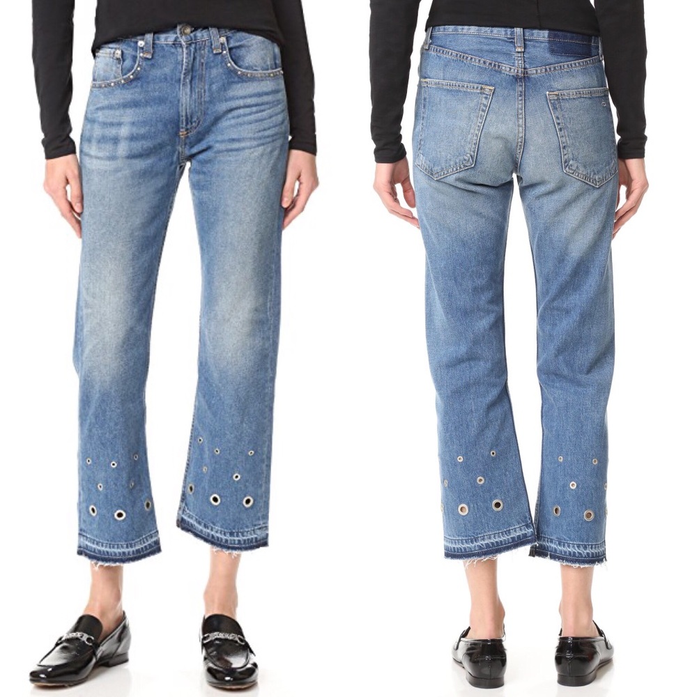 Rag & Bone Vintage Crop Grommet Studded Jeans